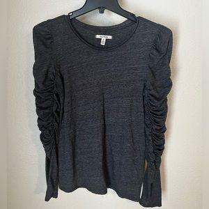 Free People Grey Ruched Long Sleeve Top Medium GUC